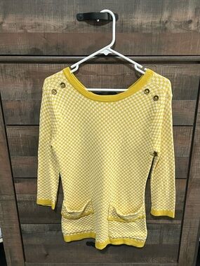 Tulle Yellow Checker Knit Boatneck Sweater
